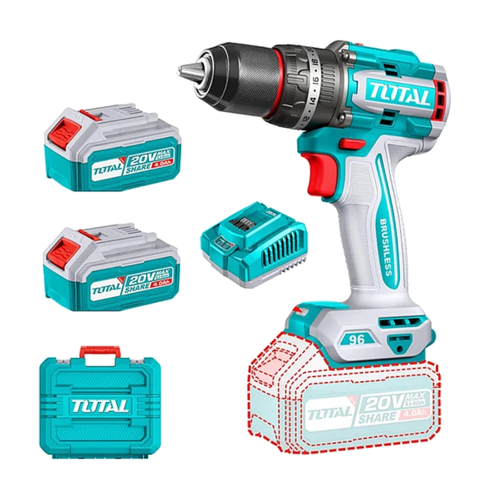 Taladro Atornillador Percutor 20v 2bat+carg Total Tidli20968 1