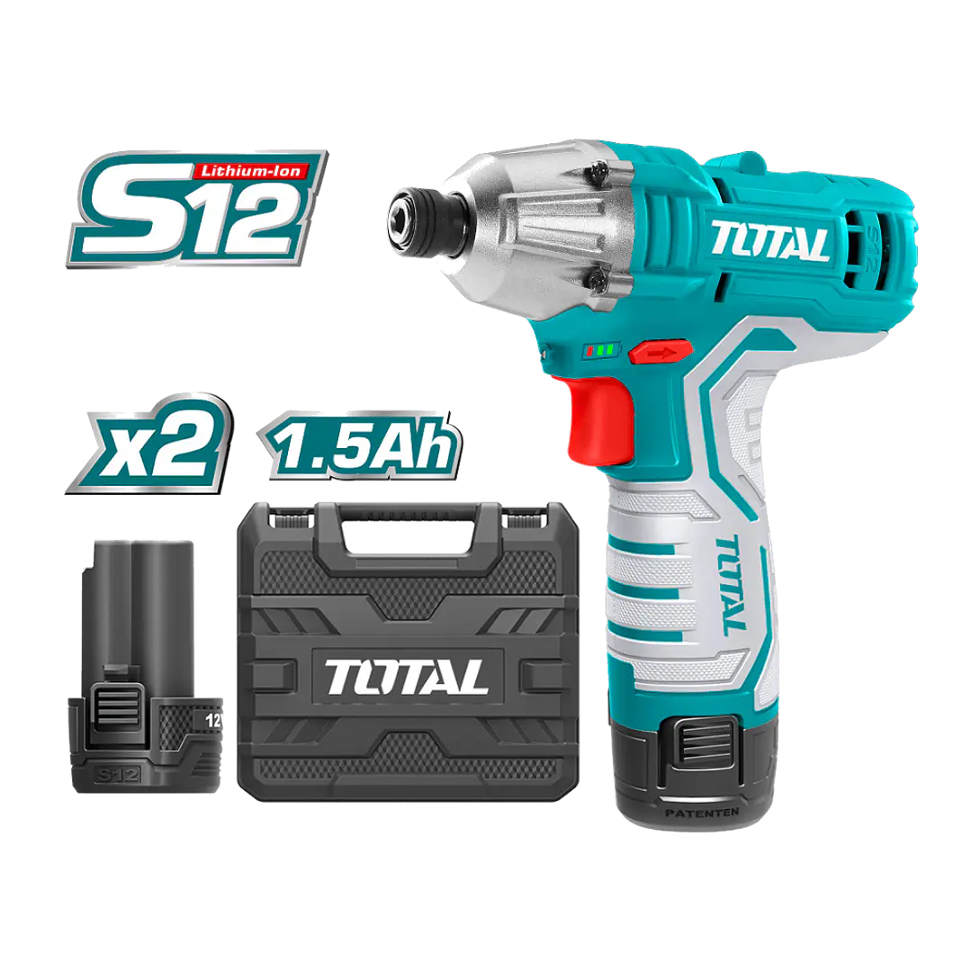 Atornillador De Impacto Inalambrico 1/4 12v+2bat+ Carg Total 1