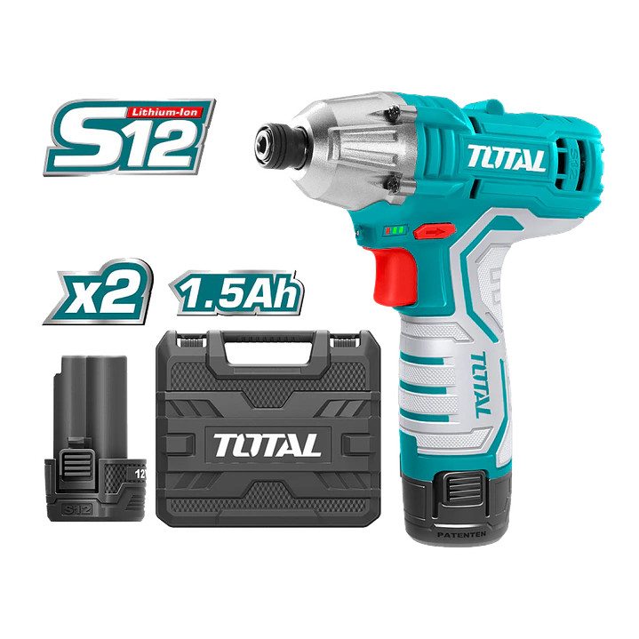 Atornillador De Impacto Inalambrico 1/4 12v+2bat+ Carg Total 1