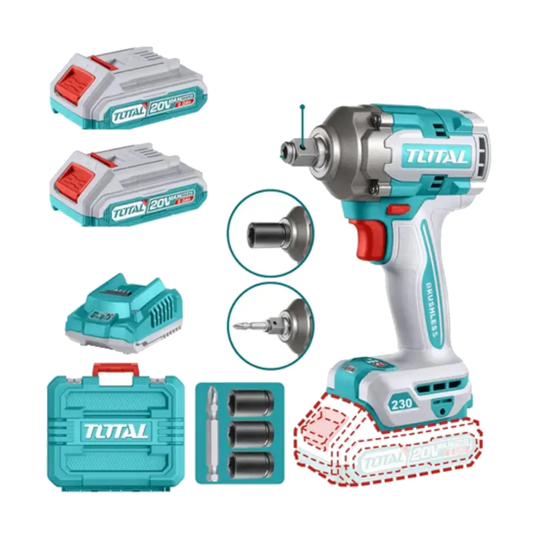 Taladro Pistola Llave Impacto Y Atornillador 20v 230nm Total Color Turquesa Frecuencia 50 60hz Voltaje 20V 1