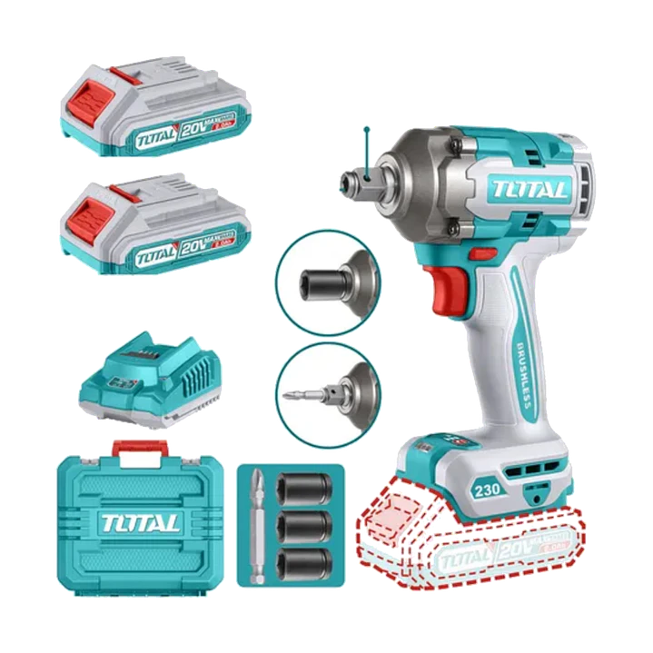 Taladro Pistola Llave Impacto Y Atornillador 20v 230nm Total Color Turquesa Frecuencia 50 60hz Voltaje 20V 1