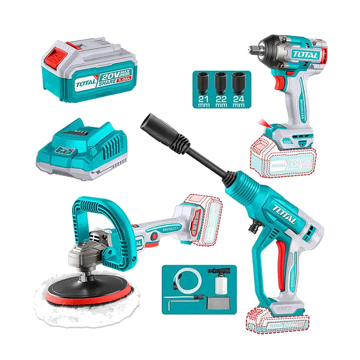KIT COMB.20V 3PCS PISTOLA IPACTO, HIDROLAVADORA, PULIDORA 1