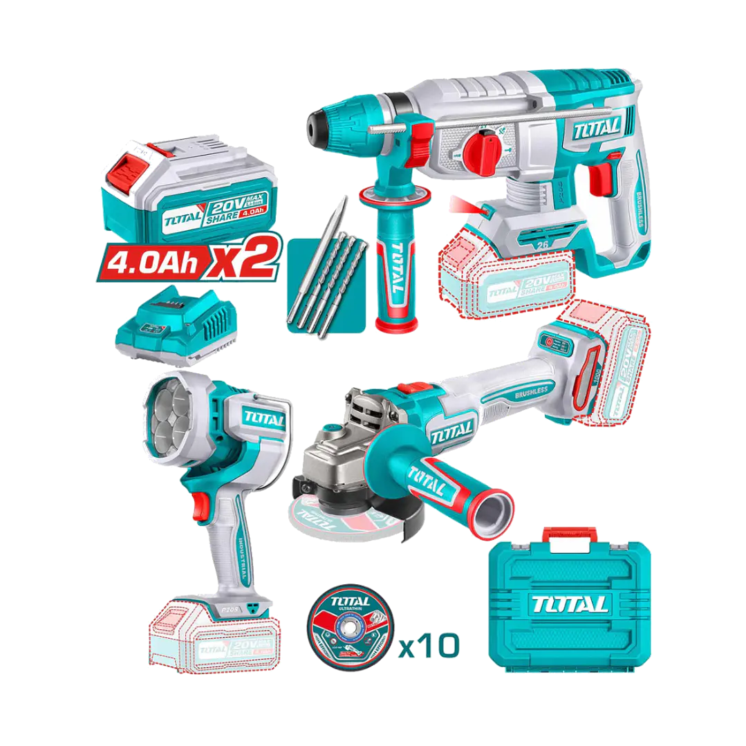 KIT ROTOMARTILLO + ESMERIL + LAMPARA INALAMBRICO T 1
