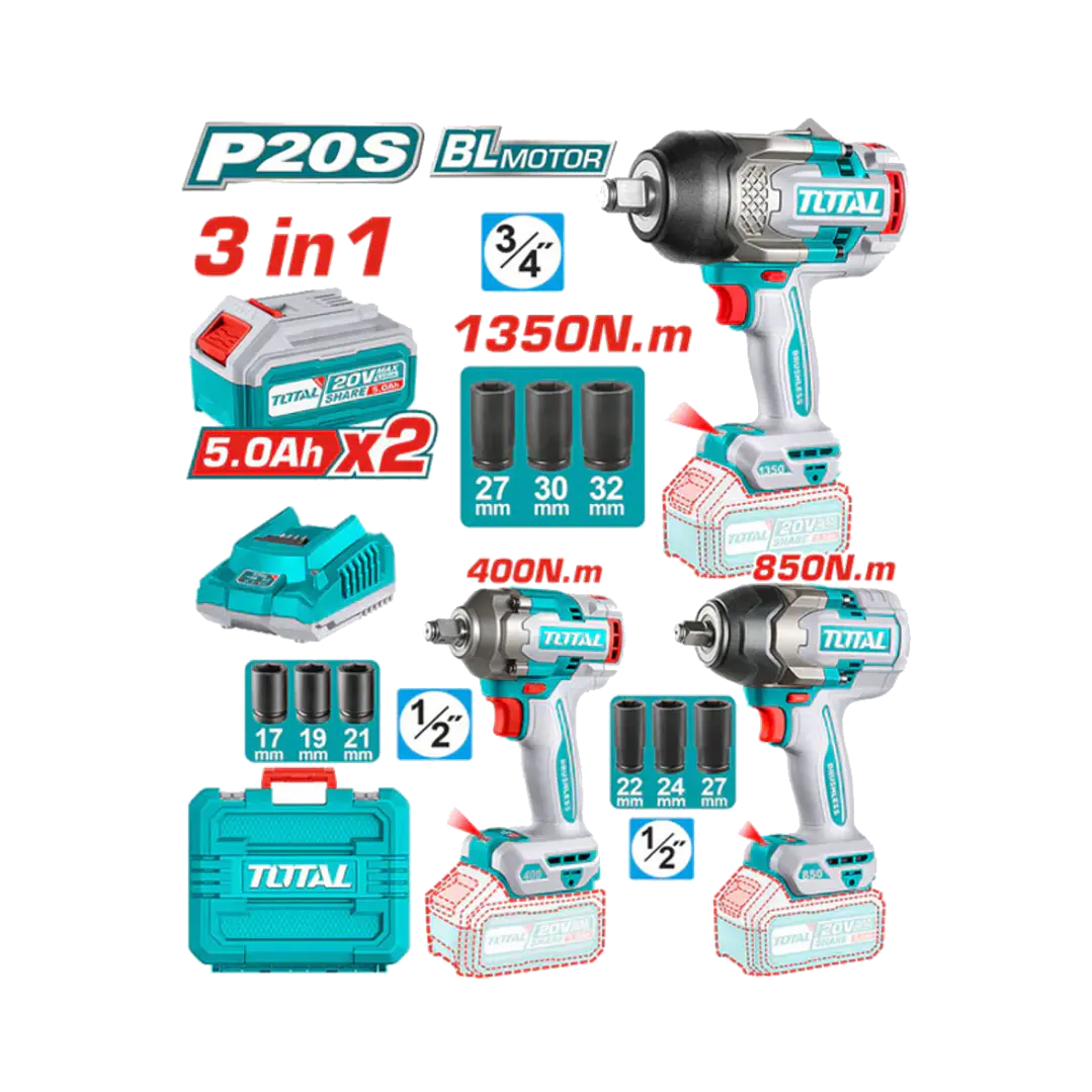 KIT LLAVE IMPACTOS 400NM + 850NM + 1350NM INALAMBR 1