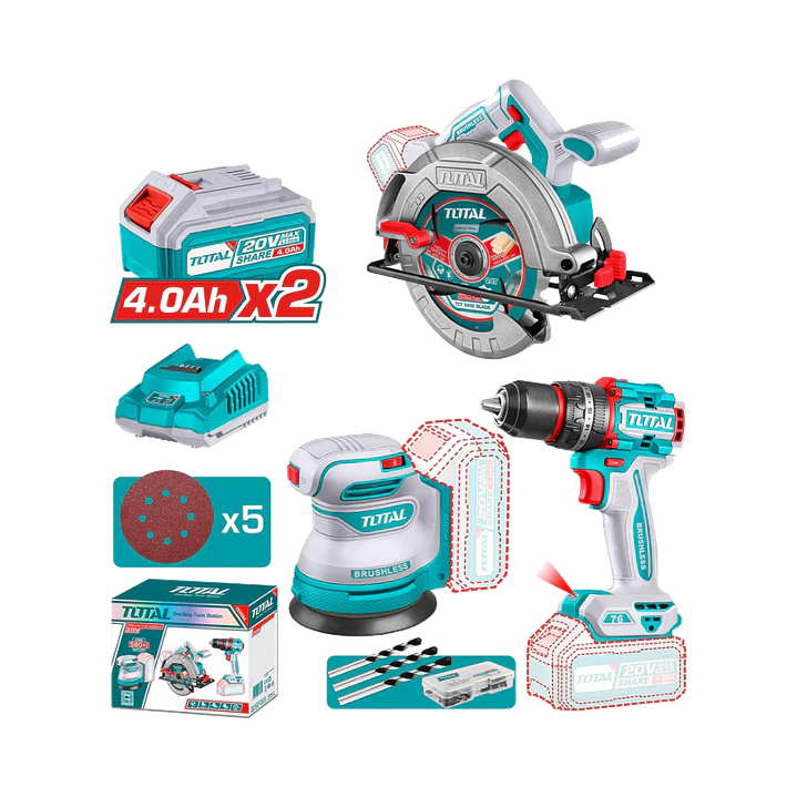 KIT TALADRO + LIJADORA + SIERRA CIRCULAR INALAMBRI 1