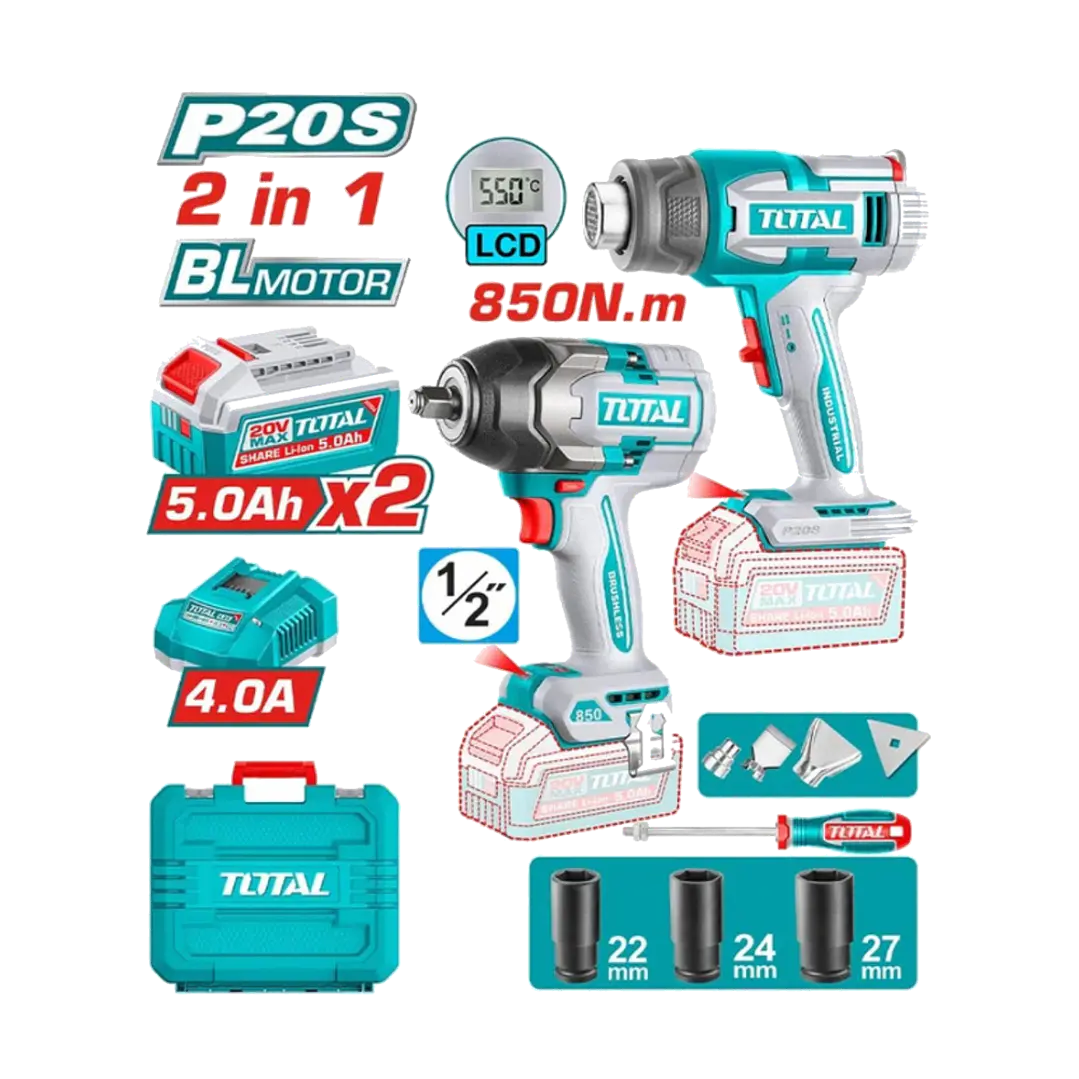 Kit de llave de impacto 850NM + Pistola de Calor 1