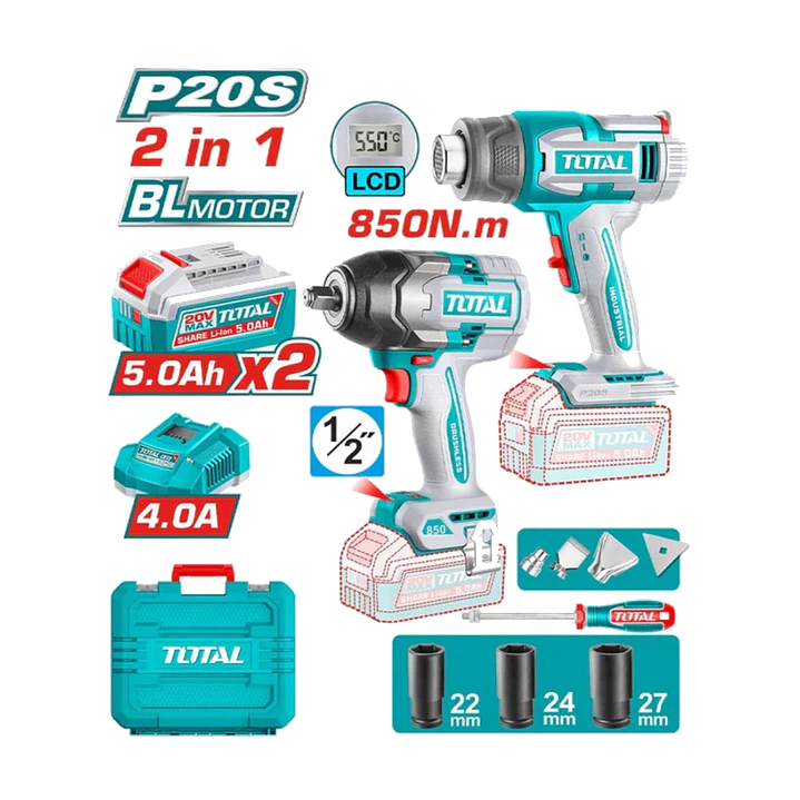 Kit de llave de impacto 850NM + Pistola de Calor 1