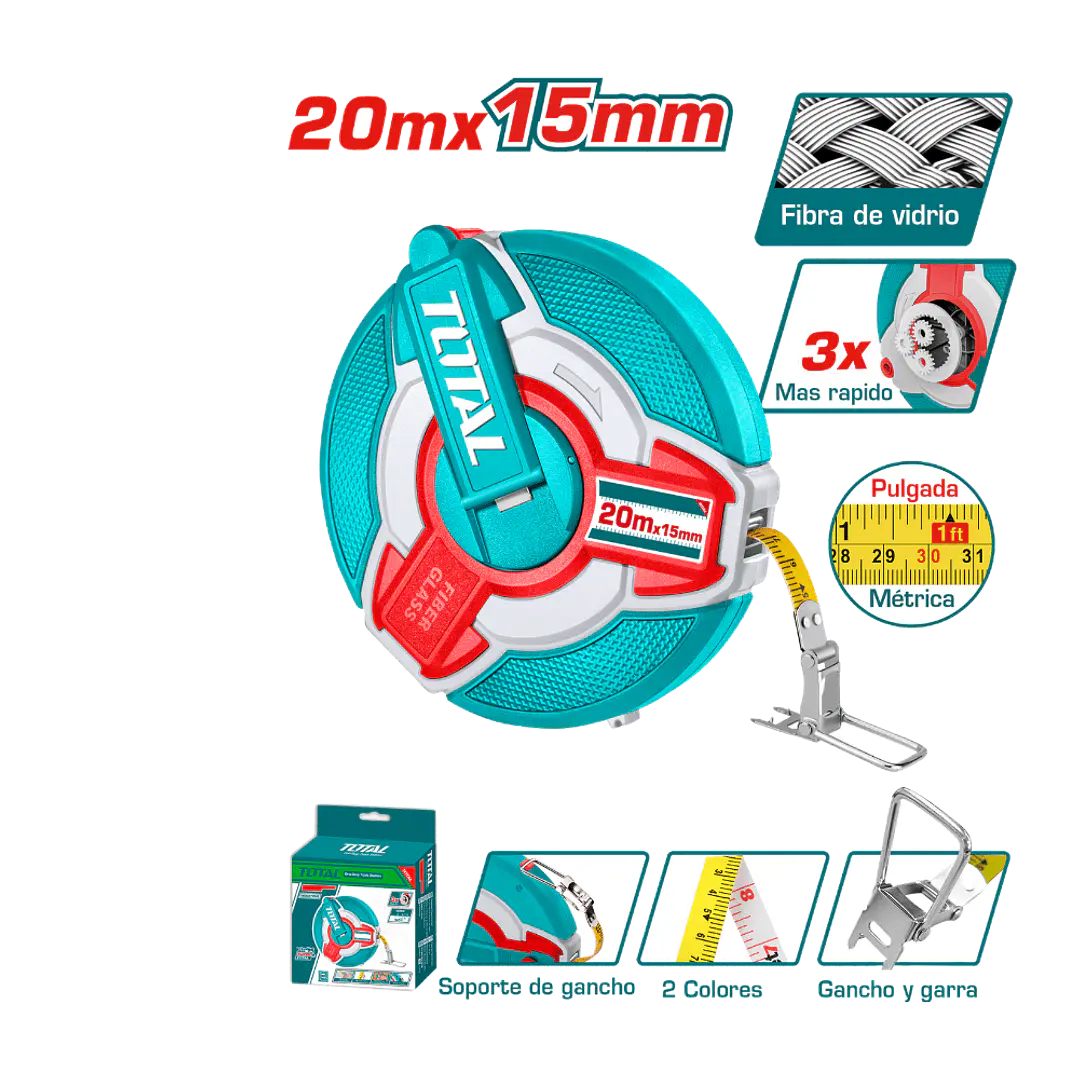HUINCHA DE MEDIR 20MTS METALICO TOTAL 1