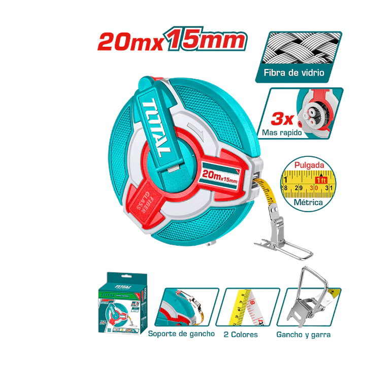 HUINCHA DE MEDIR 20MTS METALICO TOTAL 1