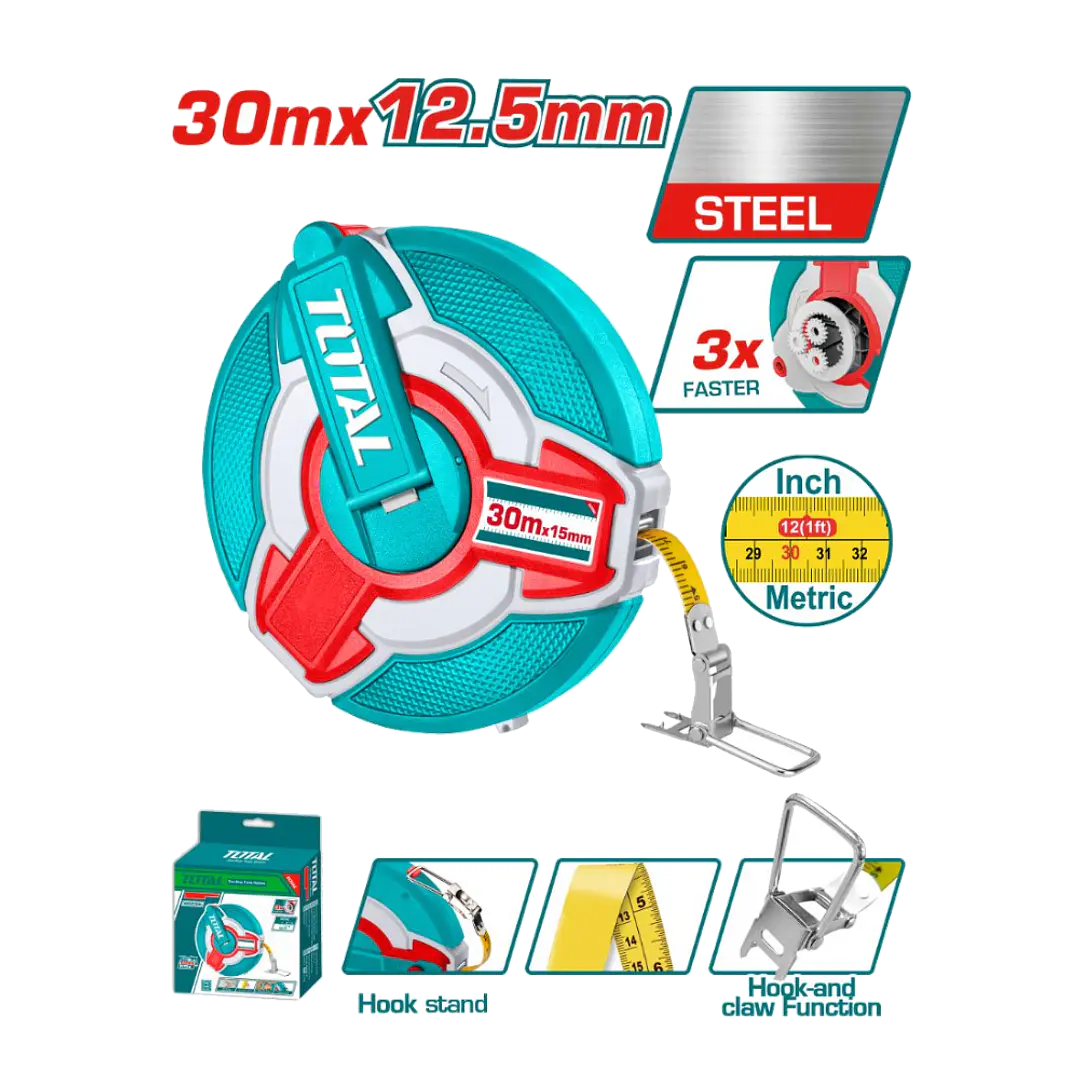HUINCHA DE MEDIR 30MTS METALICO TOTAL 1