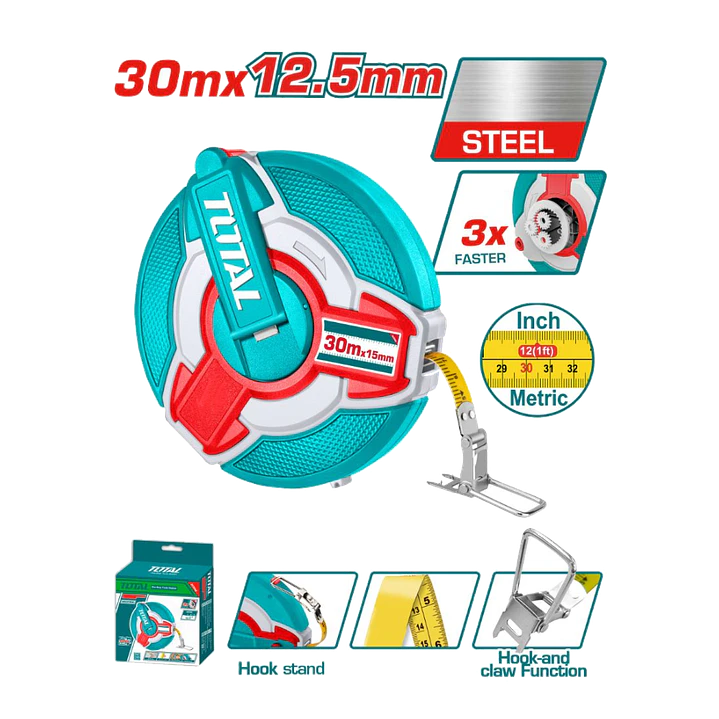HUINCHA DE MEDIR 30MTS METALICO TOTAL 1