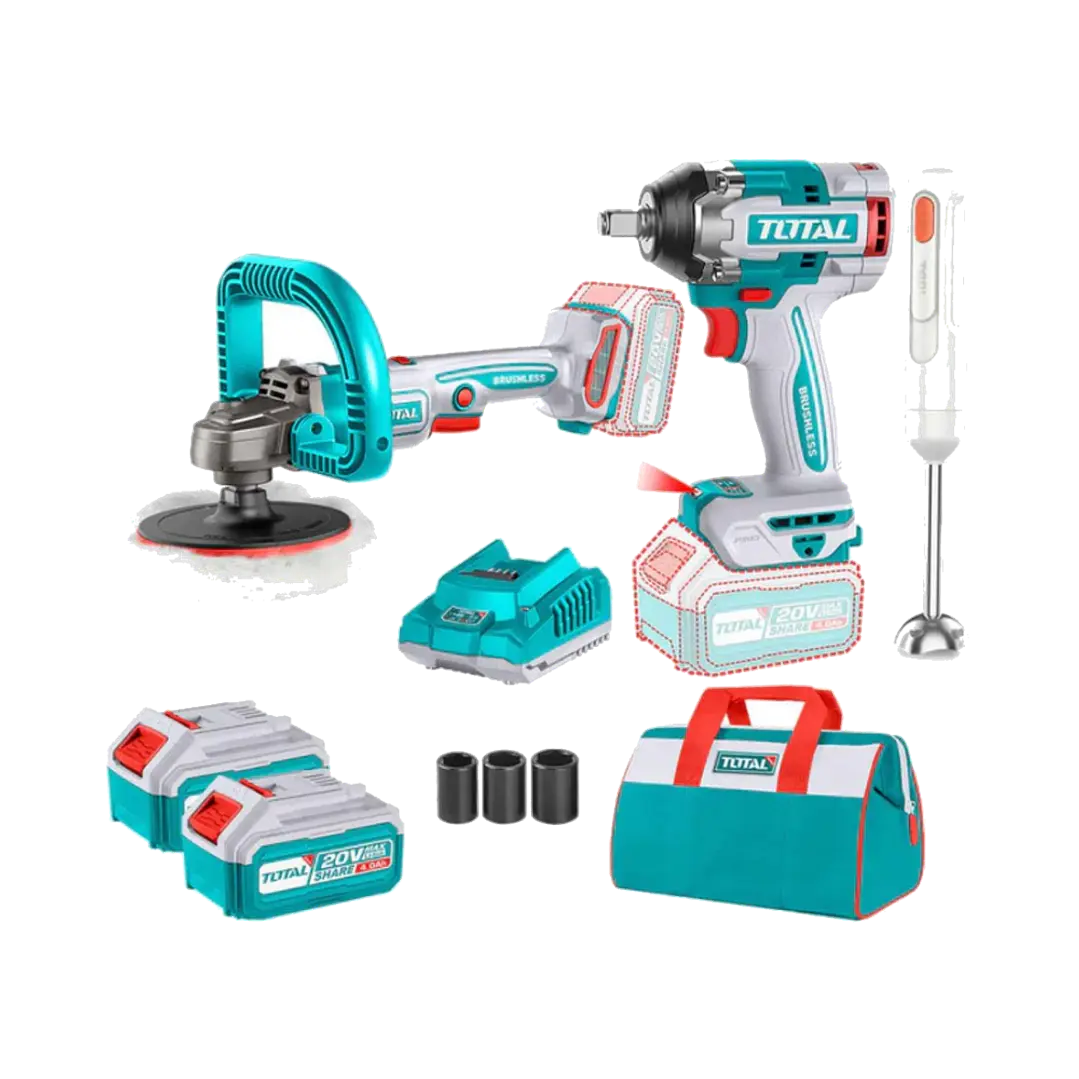 Kit Llave De Impacto + Pulidora + Batidora Multimixer 20v 1