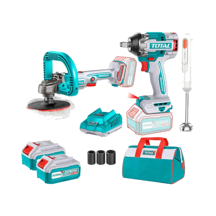 Kit Llave De Impacto + Pulidora + Batidora Multimixer 20v 1