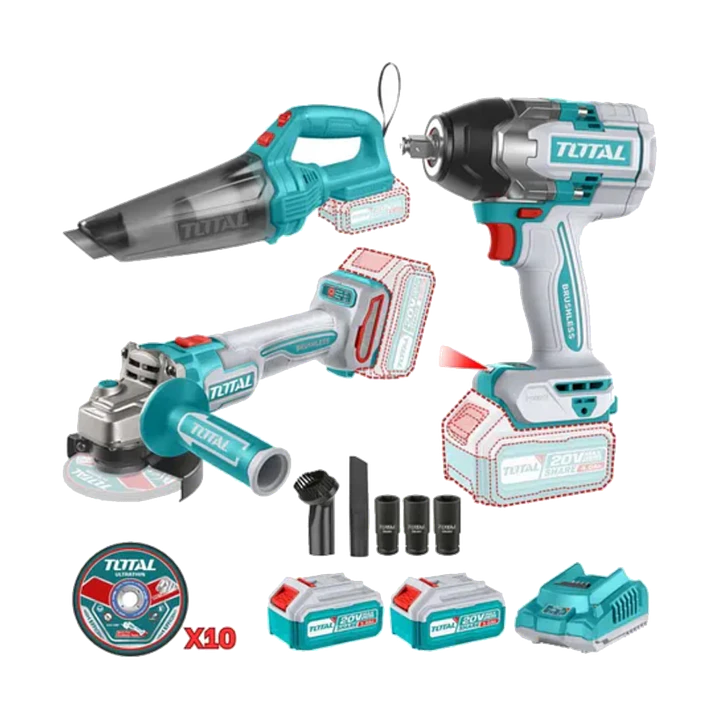 Kit Llave Impacto + Esmeril + Aspiradora Total Tosli240789 1