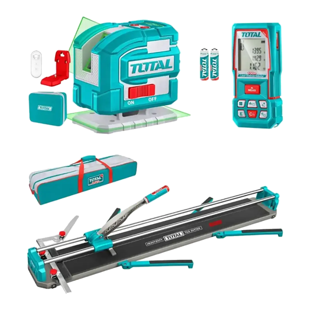 Kit corta ceramica + nivel laser+ medidor laser Total 1