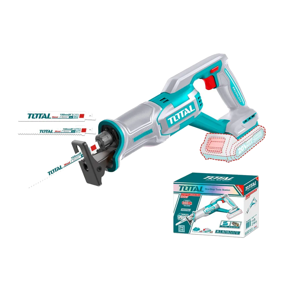Sierra Sable Inalámbrica Total 20v, Motor Brushless, Sin Carbones - Madera, Metal, Plástico, Hueso - Incluye Hojas De Corte - No Incluye Batería Ni Cargador - Trsli2108 1