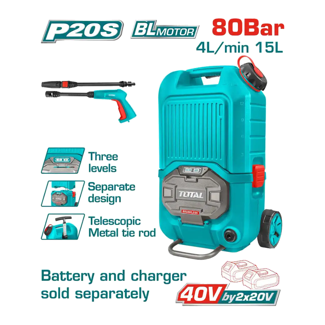 HIDROLAVADORA INALAMBRICO 40V  80BAR TOTAL SIN BATERIA SIN CARGADOR 1