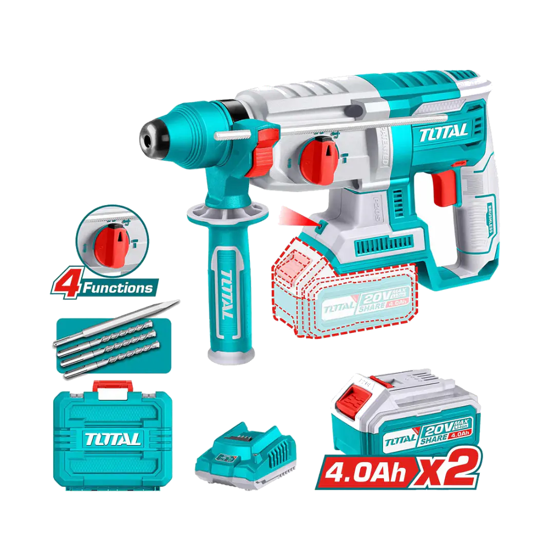 Rotomartillo Inalambrico 20V 26MM Con Cargador y bateria TOTAL TRHLI202287 1