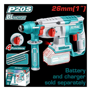 ROTOMARTILLO INALAMBRICO 20V 2,5J SDS PLUS Y MANDRIL INTERCAMBIABLE + CARGAD Y BAT TOTAL