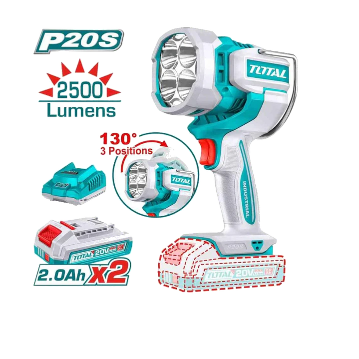 LAMPARA DE TRABAJO INALAMBRICO 20V 2500LUM CON BAT Y CARG TOTAL 1