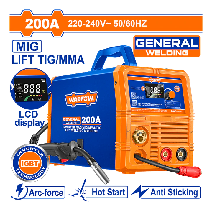 MAQUINA DE SOLDAR INVERTER 200A MAG/MIG/MMA/TIG LIFT WADFOW 1