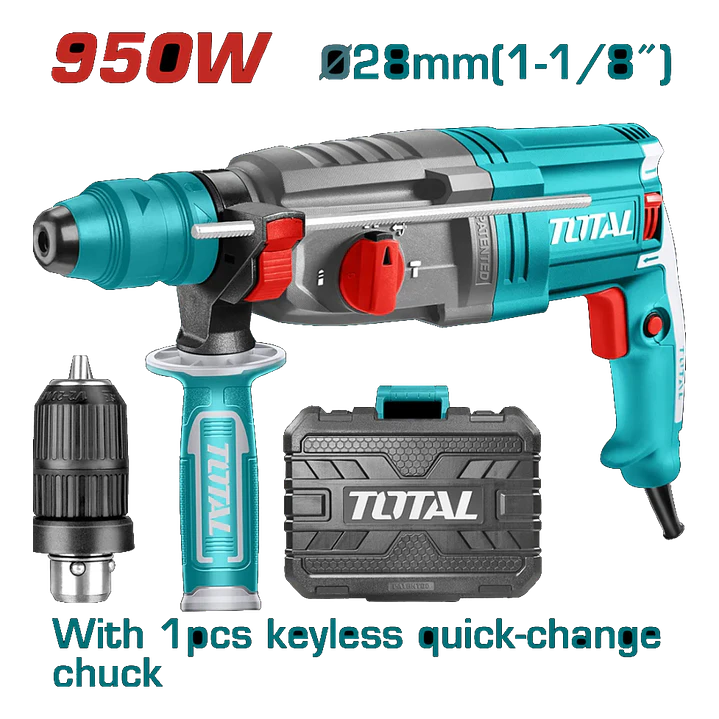 ROTOMARTILLO 950W 2,5J SDS-PLUS C/ ADAPTADOR TOTAL 1