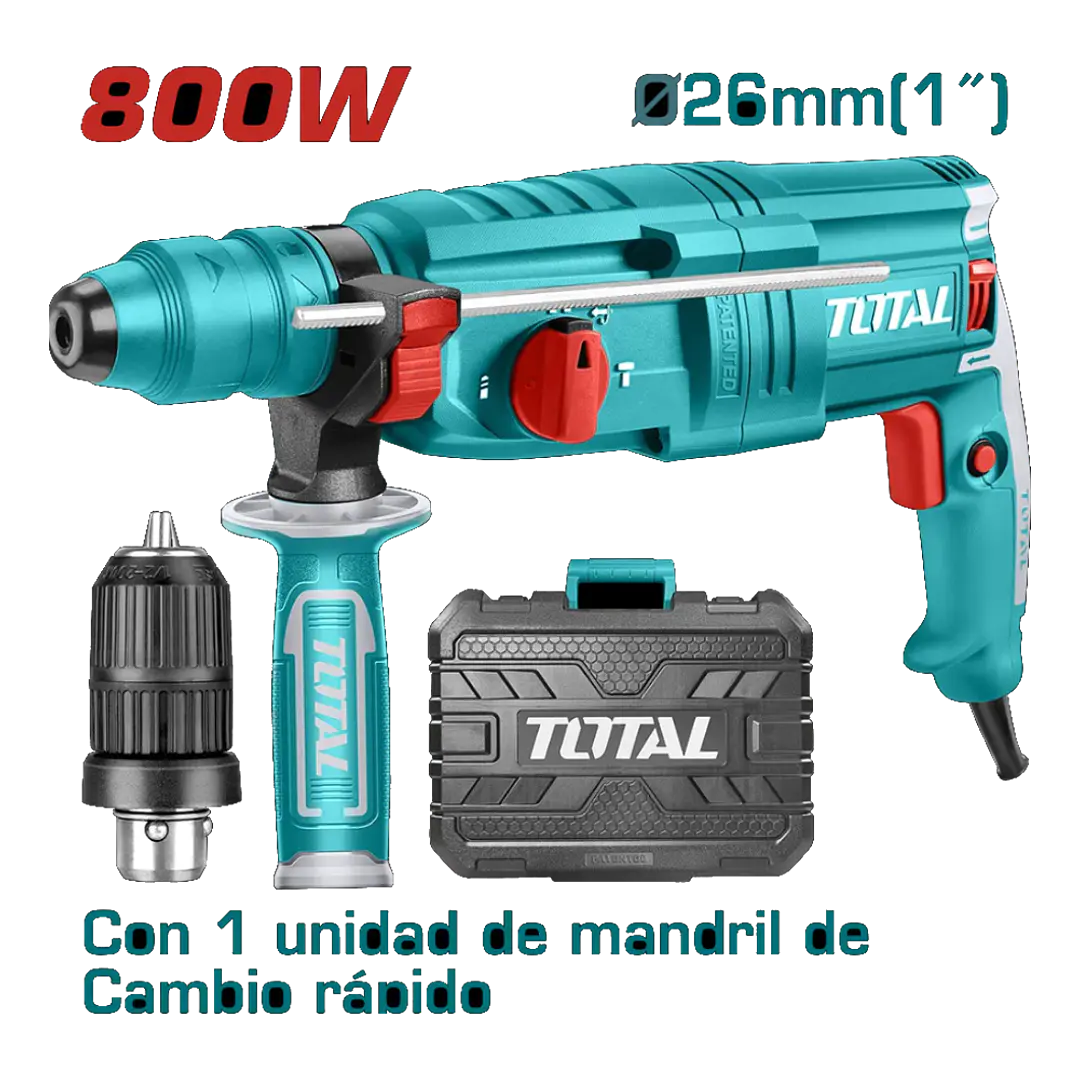 ROTOMARTILLO 800W 2,5J SDS-PLUS+MANDRIL C/ ADAPTADOR TOTAL 1