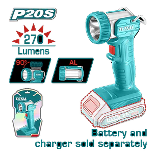LAMPARA DE TRABAJO INALAMBRICO 5W 20V TOTAL  SIN BATERIA SIN CARGADOR