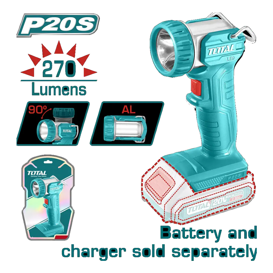 LAMPARA DE TRABAJO INALAMBRICO 5W 20V TOTAL  SIN BATERIA SIN CARGADOR 1