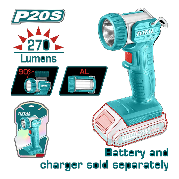 LAMPARA DE TRABAJO INALAMBRICO 5W 20V TOTAL  SIN BATERIA SIN CARGADOR 1