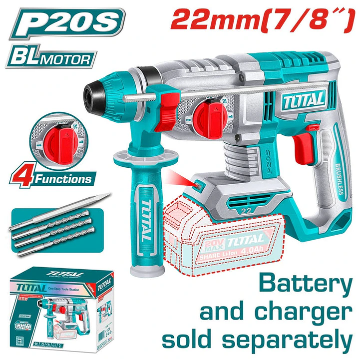 ROTOMARTILLO INALAMBRICO 20V 22MM 2.0J SIN BATERIA SIN CARGADOR TOTAL TRHLI22208 1