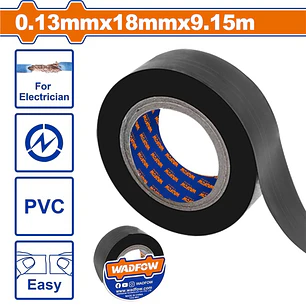 CINTA DE PVC NEGRA 18MM X9,15MT WADFOW PACK 10 UNIDADES