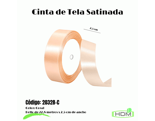 Cintas Satinadas (2,5 cm) Rollo 22,8 Metros