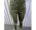 Pantalones Leggins Elasticados, Color Verde Talla: L/XL.