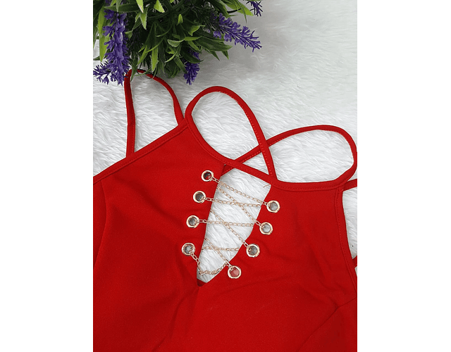 Crop Top con cadenita. Color Rojo. Talla S/M