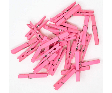 24 Perros De Ropa 2,4 Cm Mini Pinzas Rosa