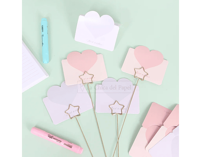 Portatarjetas de Metal  en forma de Estrella. FLoral Pack 10 unidades