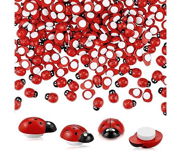 Mariquitas De Madera. Decoración para manualidades con Pegatina