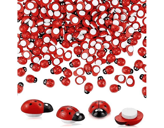 Mariquitas De Madera. Decoración para manualidades con Pegatina