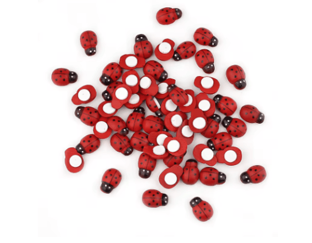 Mariquitas De Madera. Decoración para manualidades con Pegatina