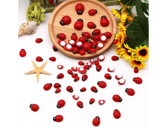 Mariquitas De Madera. Decoración para manualidades con Pegatina