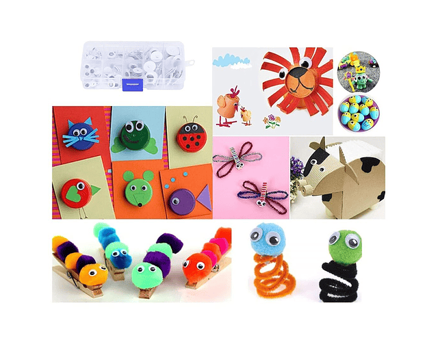 Caja de Ojos Locos  / Ojos Moviles Autoadeshivos en varios medida 260 Unidades