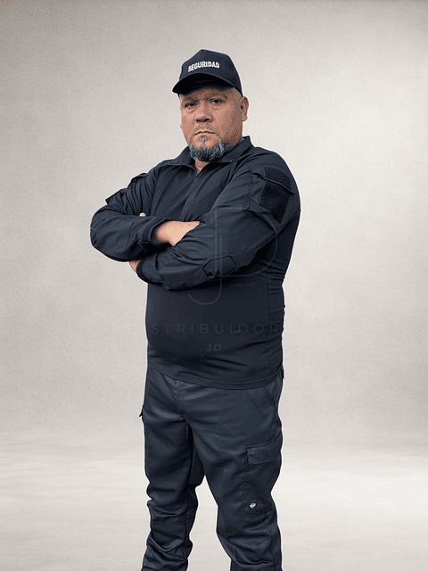 Polera Polo Manga Larga Táctica Negra para Guardia de Seguridad | UPF 50+