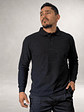 Polera Piqué Manga Larga Negra para Guardia de Seguridad - Miniatura 1