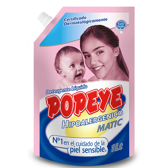 Detergente Líquido Hipoalergénico Doypack Popeye (3 x 1 LT)