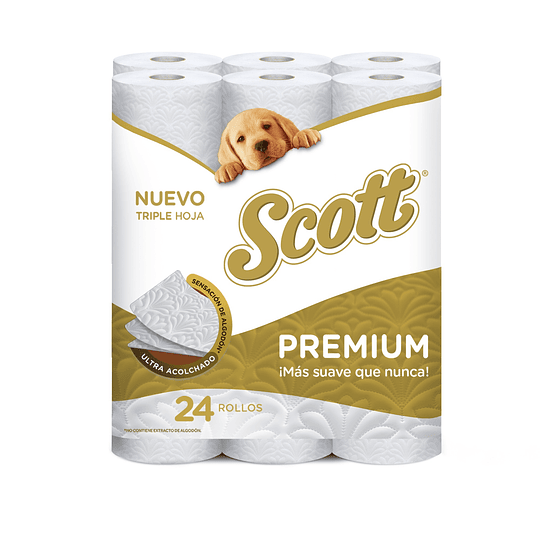 Papel Higiénico Scott Premium Triple Hoja (2 x 24 Rollos)