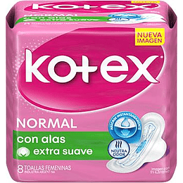 Toalla Femenina Kotex Normal Día Tela con Alas (4 x 8 UD)
