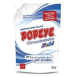 Jabón de Lavar Líquido Hipoalergénico Popeye Bebé (3 x 1 LT)