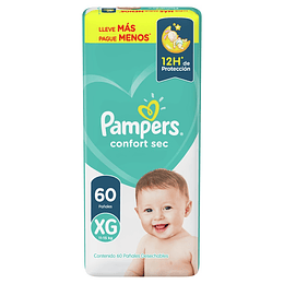 Pañal Pampers Confort Sec Quincenal XG (60 Pañales)