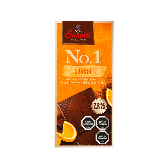 Chocolate en Barra Sarotti 70% Cacao con Naranja ( 100 G )